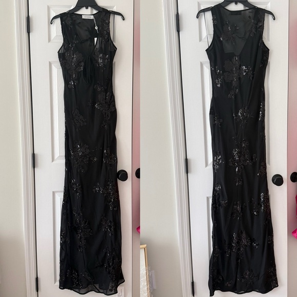 Rat & Boa Giulia Floral Sequin Embroidered Semi Sheer Dress Black NEW with tags - Picture 3 of 10